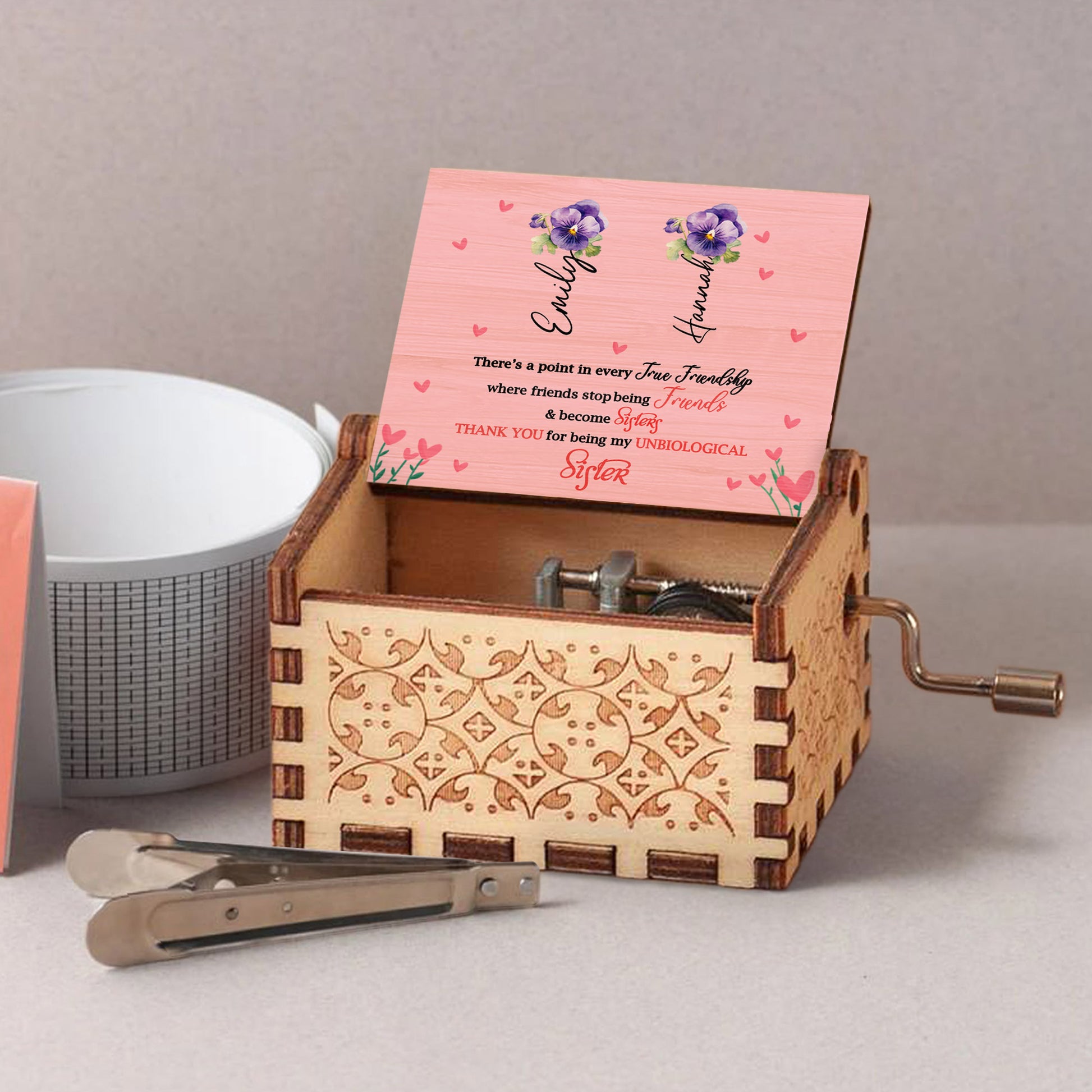 True Friendship To Unbiological Sister Pansy Music Box