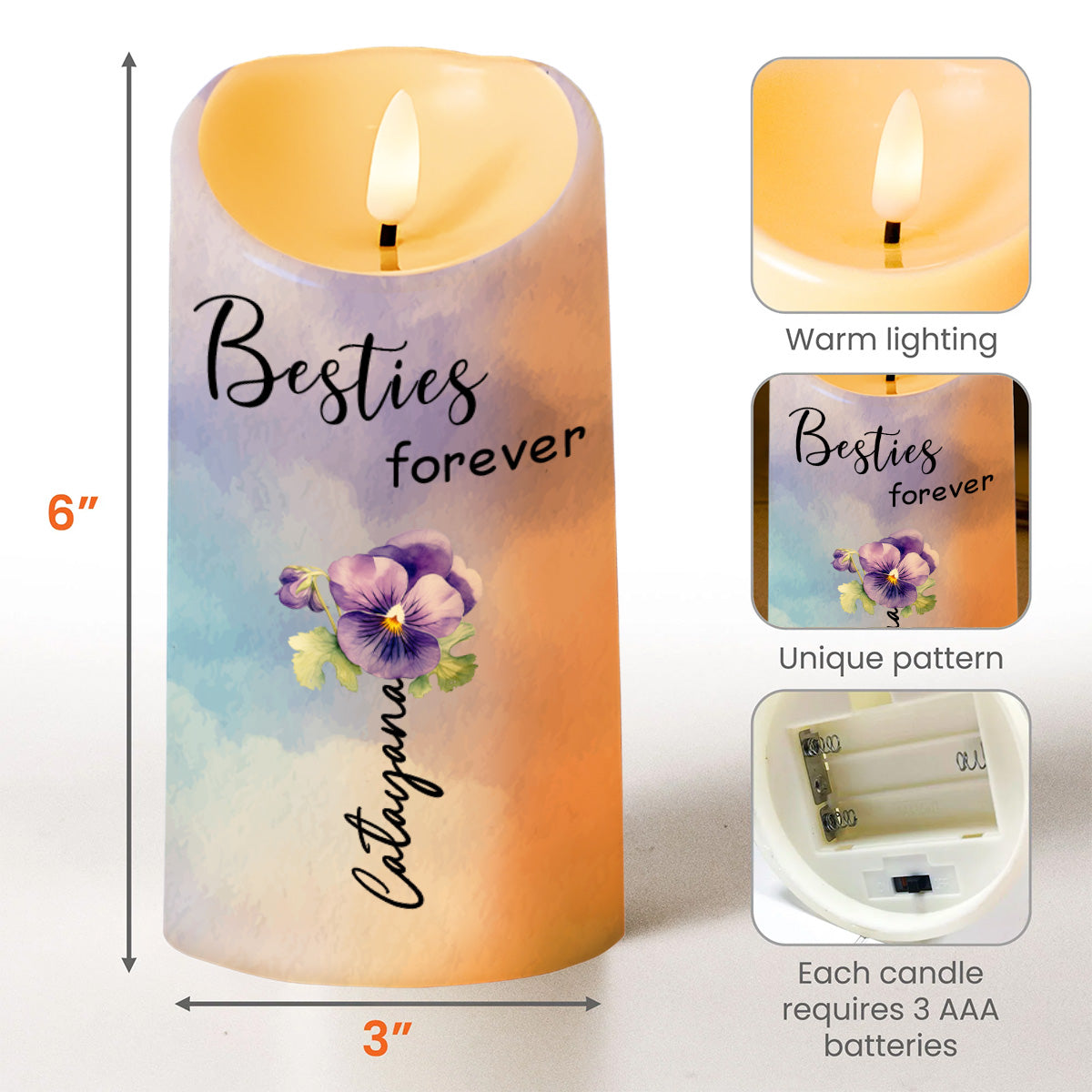 Besties Forever Floral LED Candle