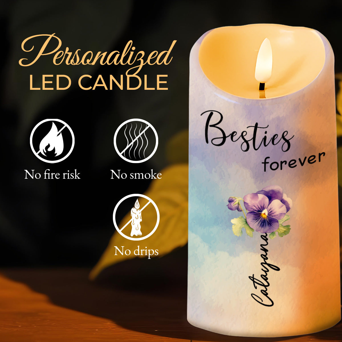 Besties Forever Floral LED Candle
