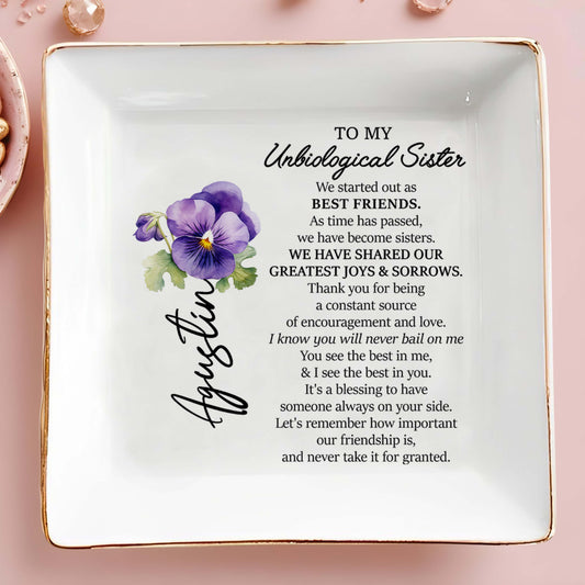 Unbiological Sister Bond, Violet Design Custom Jewelry Dish
