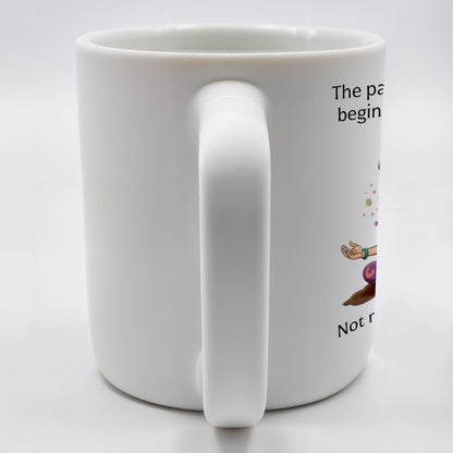 Path Of Inner Peace Begins Here, Vibrant Meditative Woman Mug