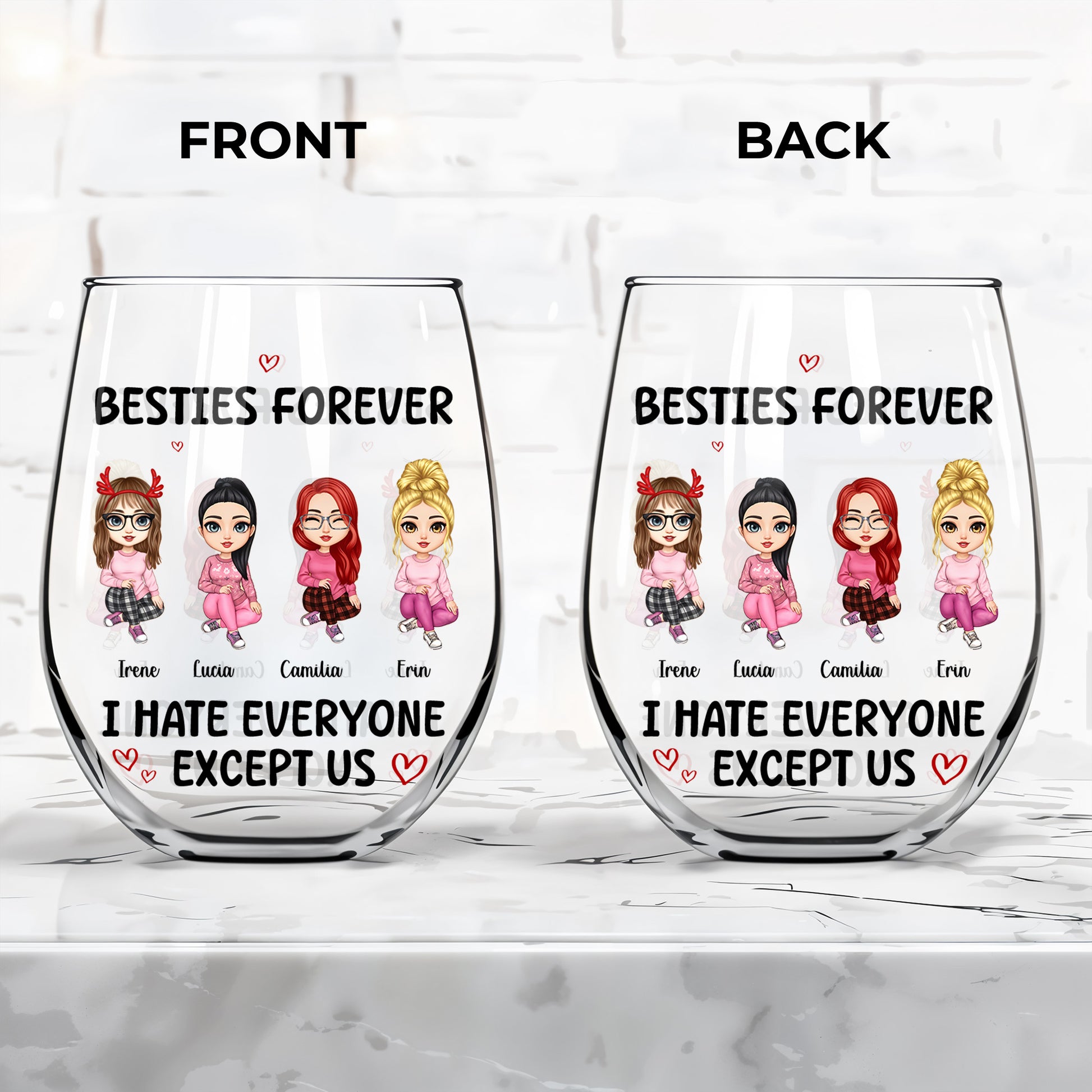 Besties Forever I Hate Everyone Except Us Cartoon Characters