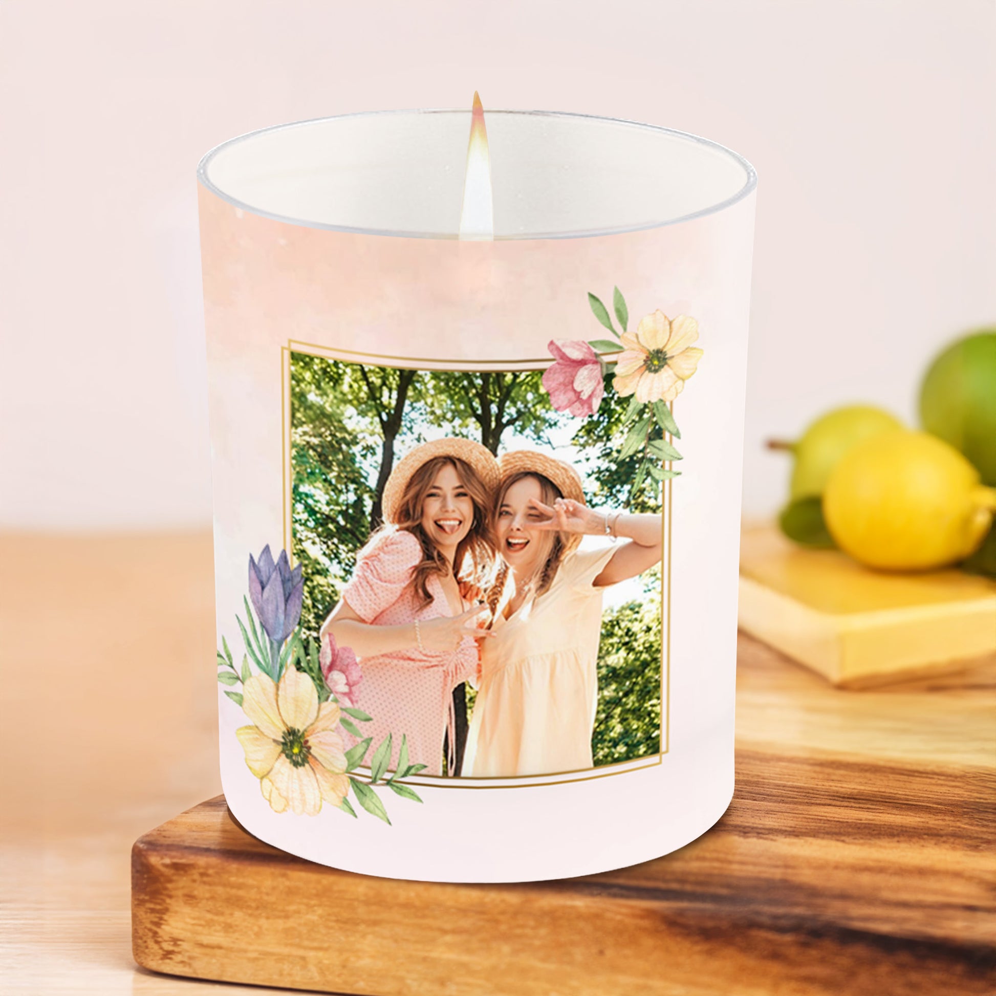 No Words Just Hugs Candle With Flowers And Photo Frame