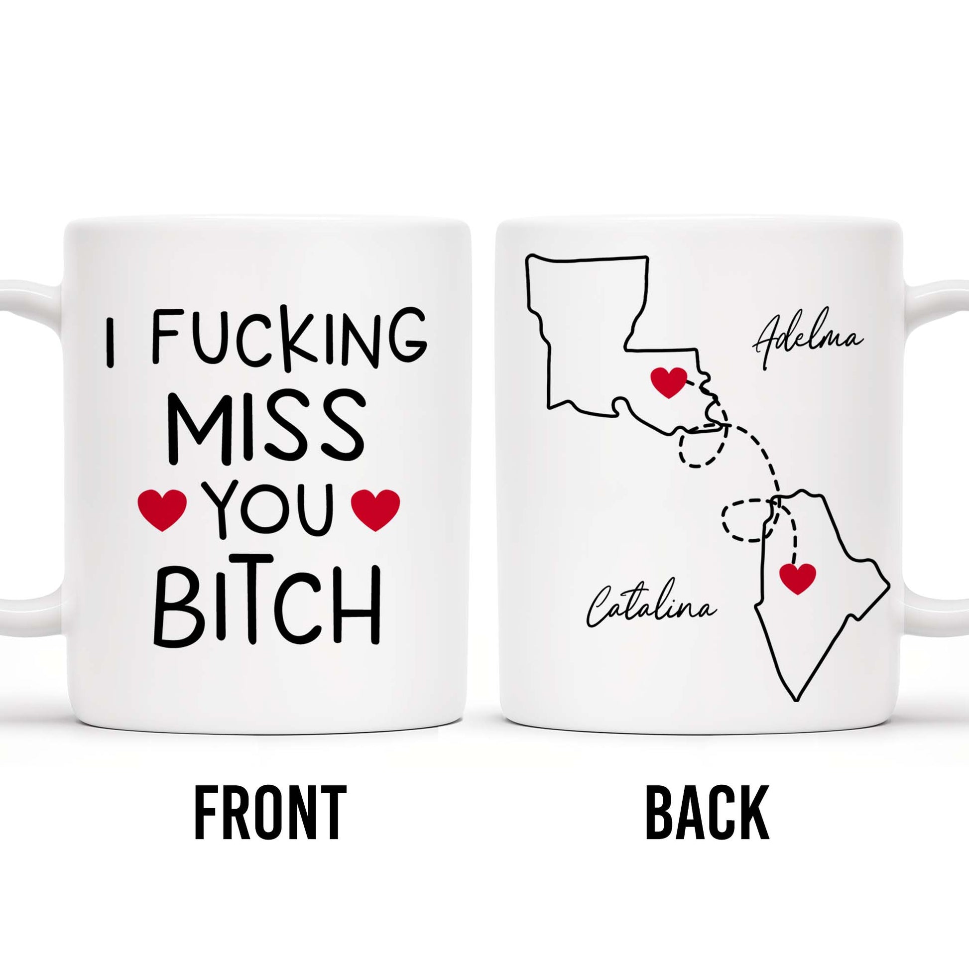 I Effing Miss You So Much With State Outlines Mug