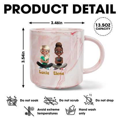 Favorite To Talk About Others With Cartoon Friends Design - Personalized Custom Pink Marble Mug - BST138_PMAM