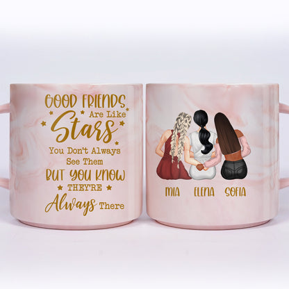 Good Friends Are Like Stars Custom Mug For Best Friends - Personalized Custom Pink Marble Mug - BST139_PMAM
