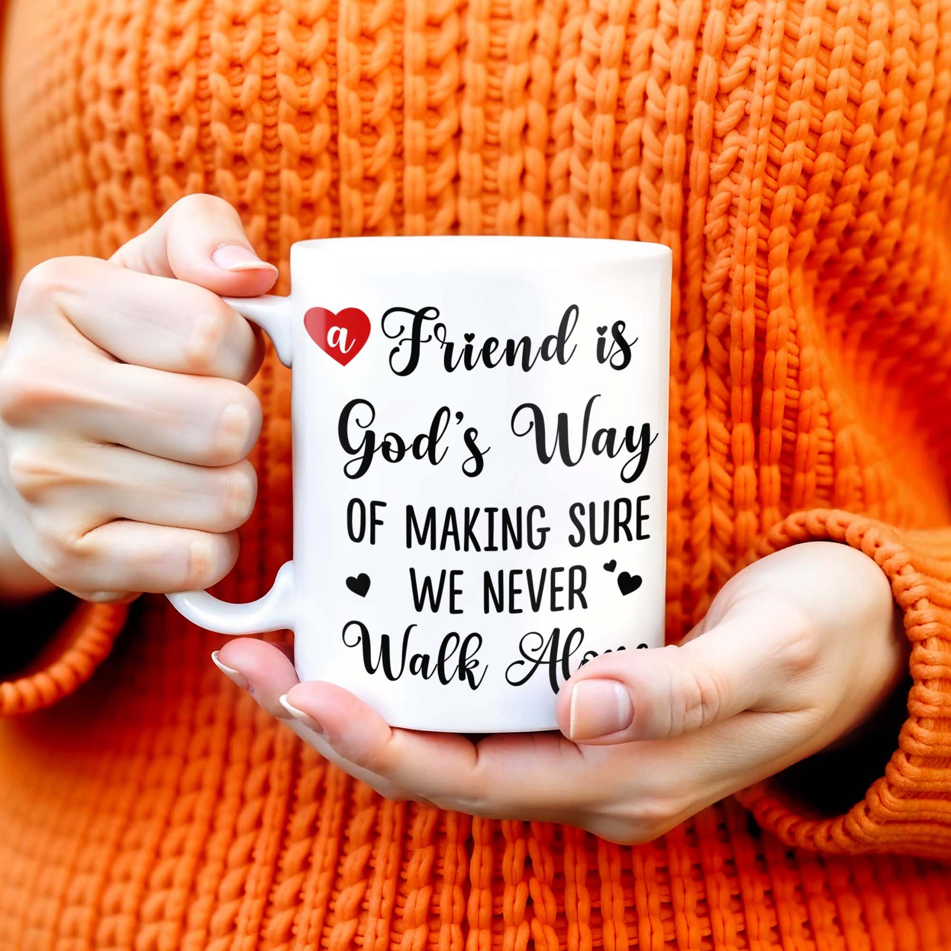A Friend Is God's Way Of Making Sure We Never Walk Alone Mug With Rose And Pansy