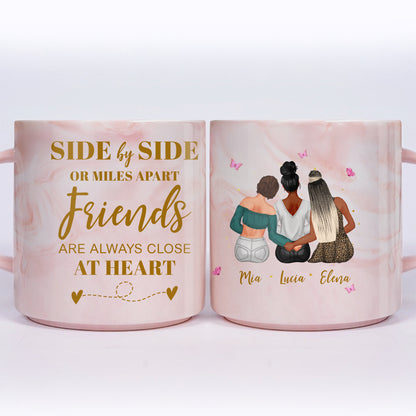 Side By Side Friends Always Close At Heart Mug - Personalized Custom Pink Marble Mug - BST140_PMAM