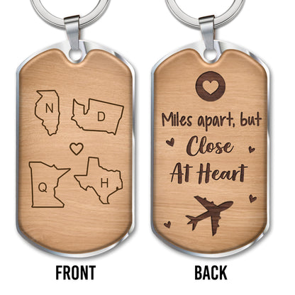 Miles Apart But Close At Heart Keychain With State Outlines - Personalized Custom Keychain - BST142_KCH