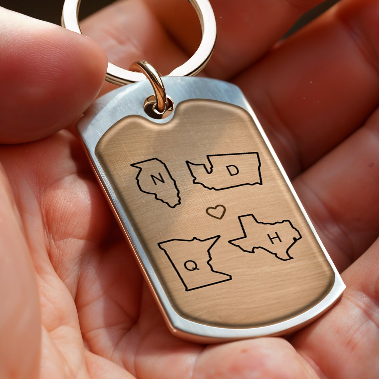 Miles Apart But Close At Heart Keychain With State Outlines - Personalized Custom Keychain - BST142_KCH