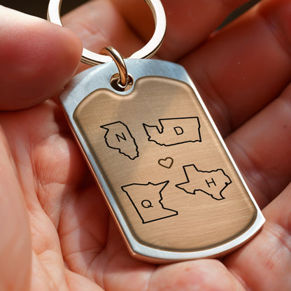 Miles Apart But Close At Heart Keychain With State Outlines - Personalized Custom Keychain - BST142_KCH