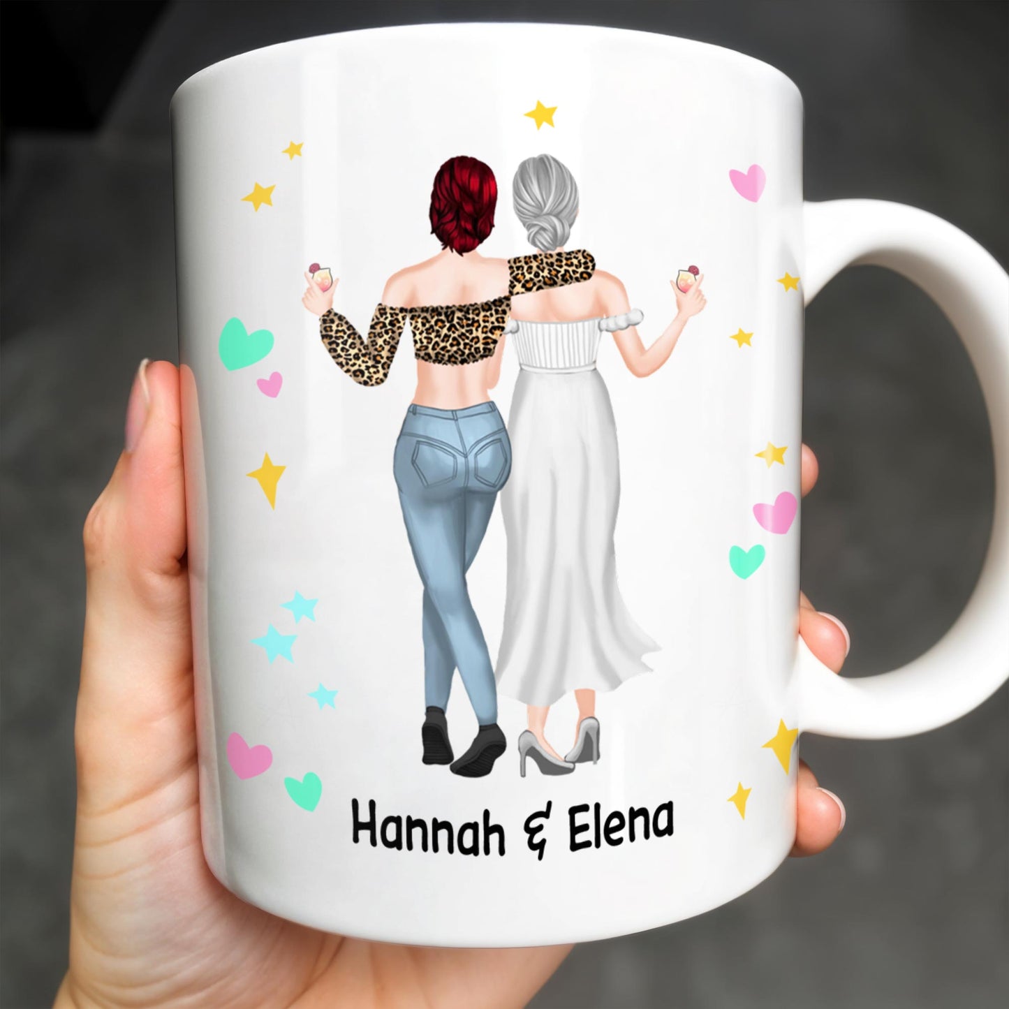 The Bestie Mug With Two Girls Design