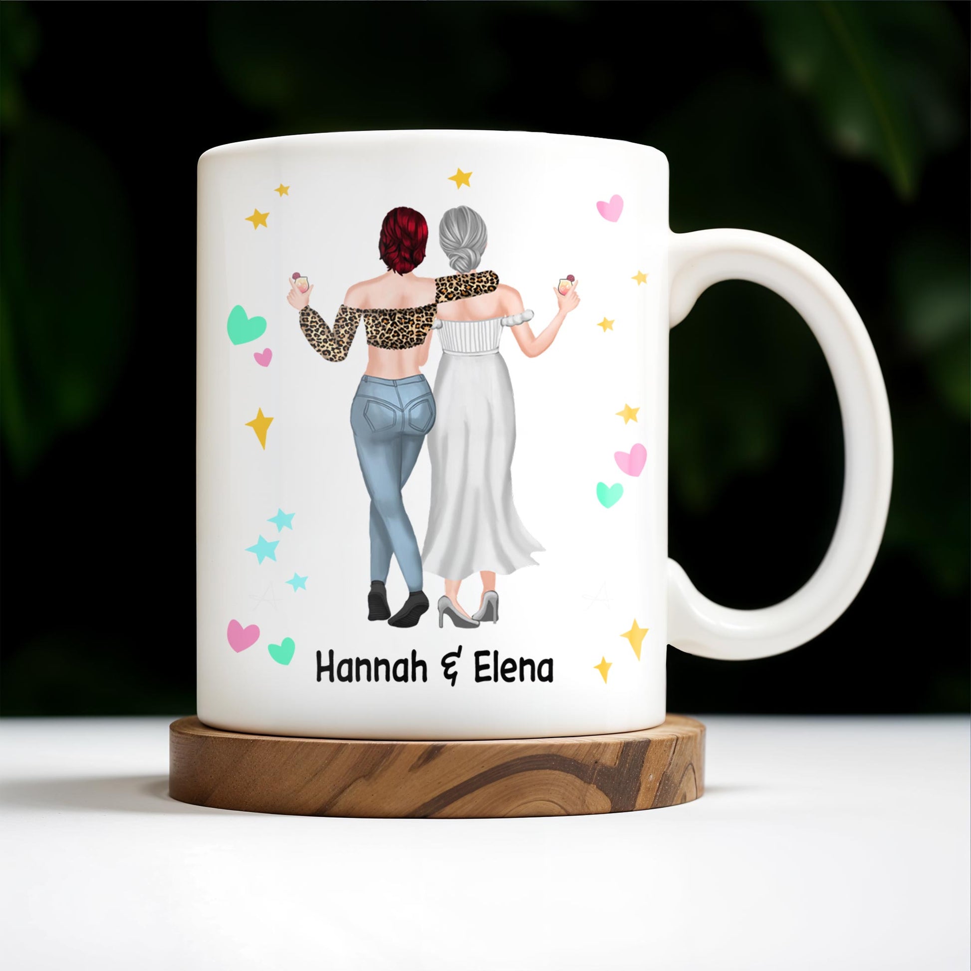 The Bestie Mug With Two Girls Design