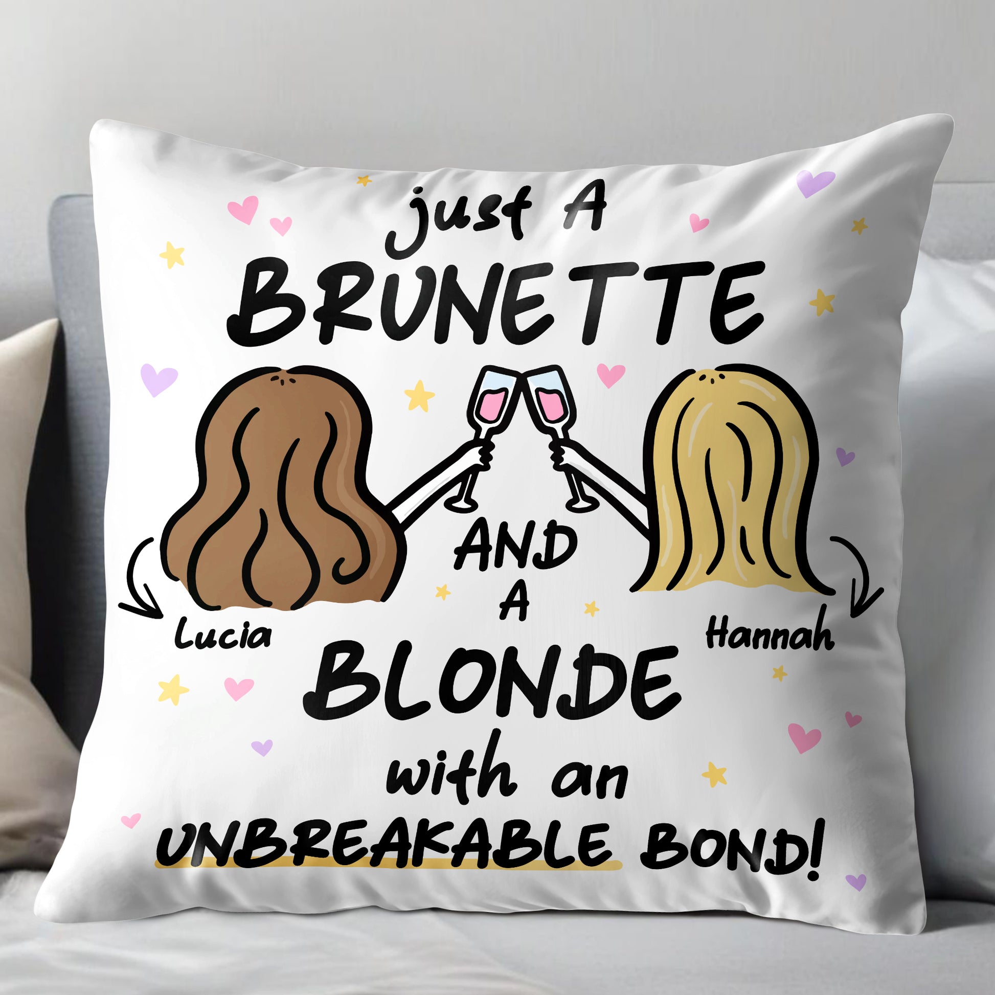 Brunette And Blonde With An Unbreakable Bond Pillow