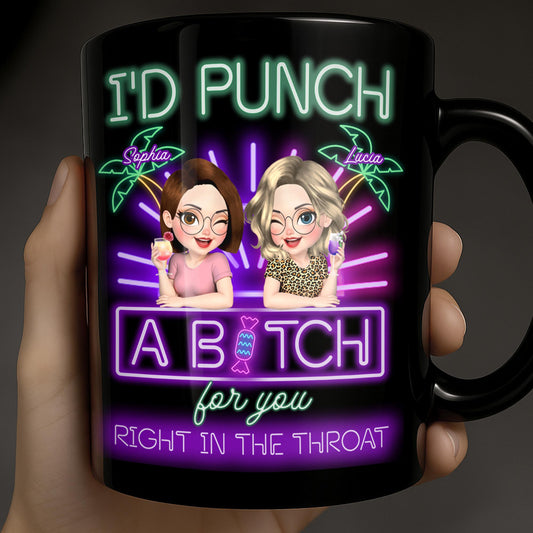 I'd Punch A B*tch For You, Neon Cartoon Friends Mug