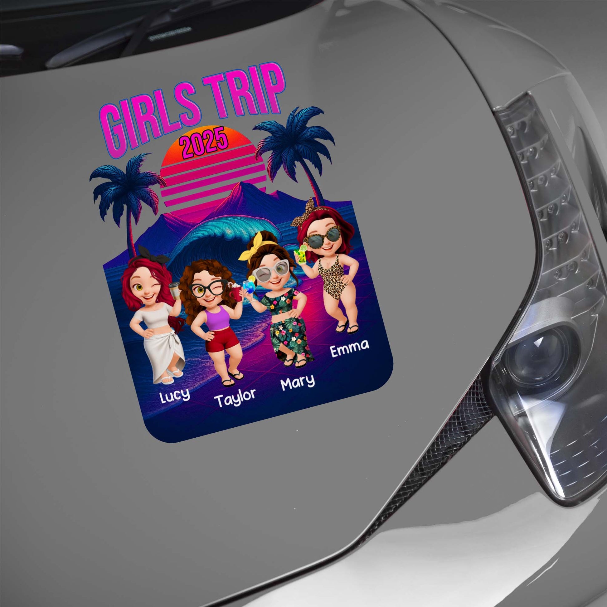 Girls Trip With Group Of Friends And Palm Trees