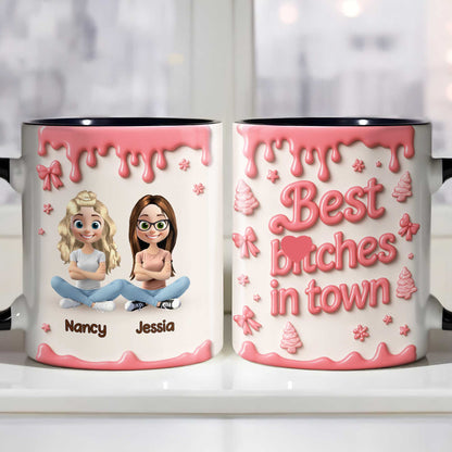 Tasse personnalisée avec des amis de dessin animé et un motif de peinture qui coule - Tasse personnalisée avec accents - BST191_AMUG