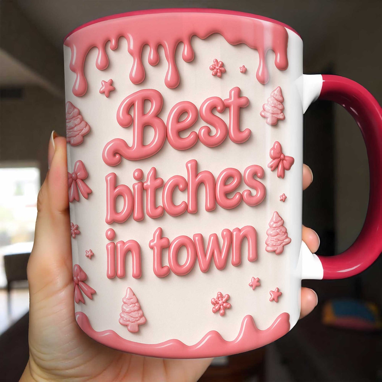 Tasse personnalisée avec des amis de dessin animé et un motif de peinture qui coule - Tasse personnalisée avec accents - BST191_AMUG