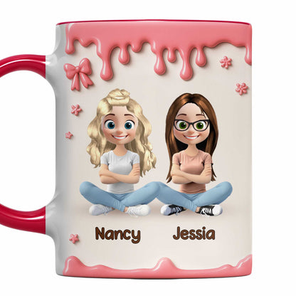Tasse personnalisée avec des amis de dessin animé et un motif de peinture qui coule - Tasse personnalisée avec accents - BST191_AMUG