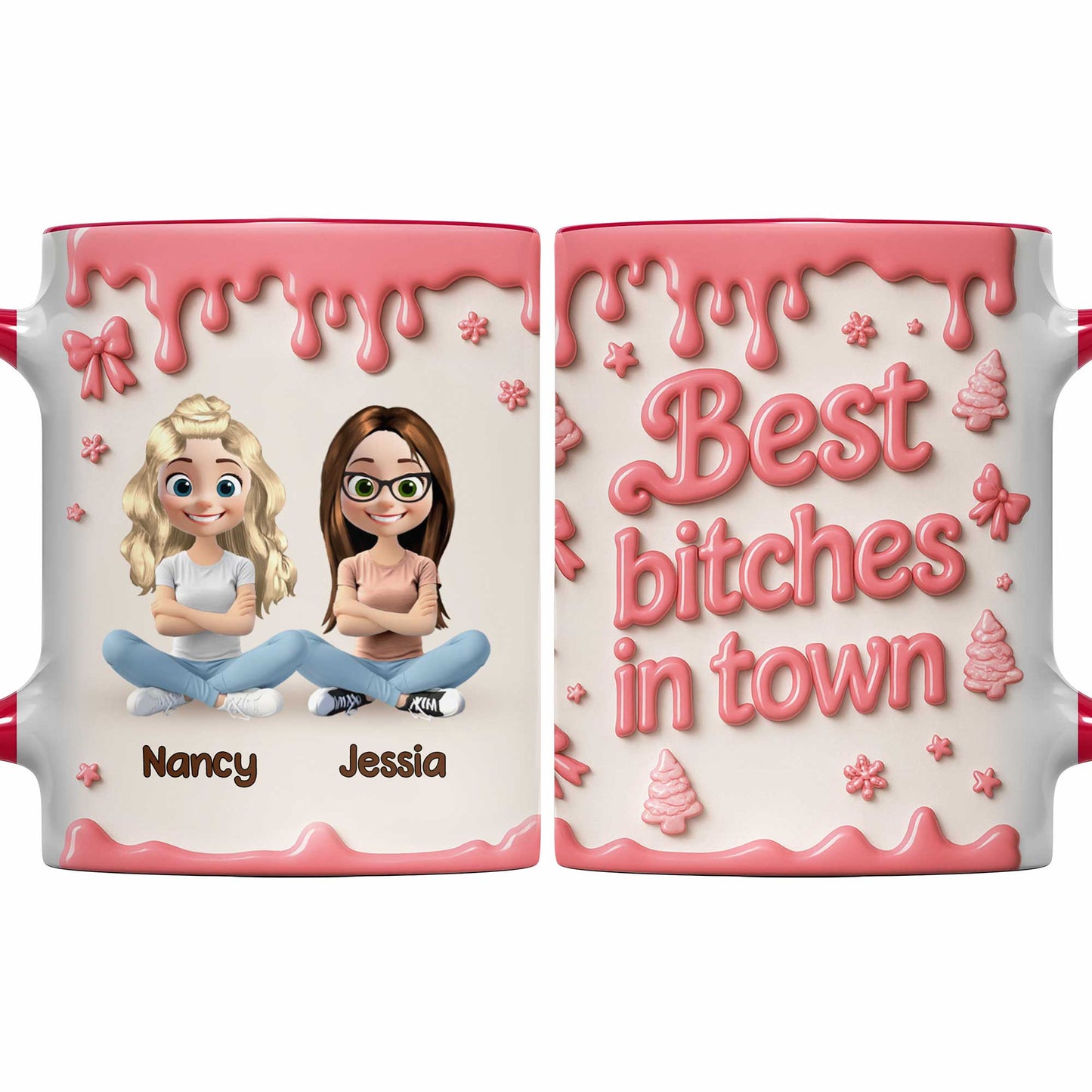 Tasse personnalisée avec des amis de dessin animé et un motif de peinture qui coule - Tasse personnalisée avec accents - BST191_AMUG