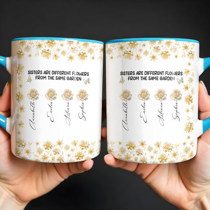 Hermanas son flores diferentes del mismo jardín - Taza personalizada con acento - BST196_AMUG
