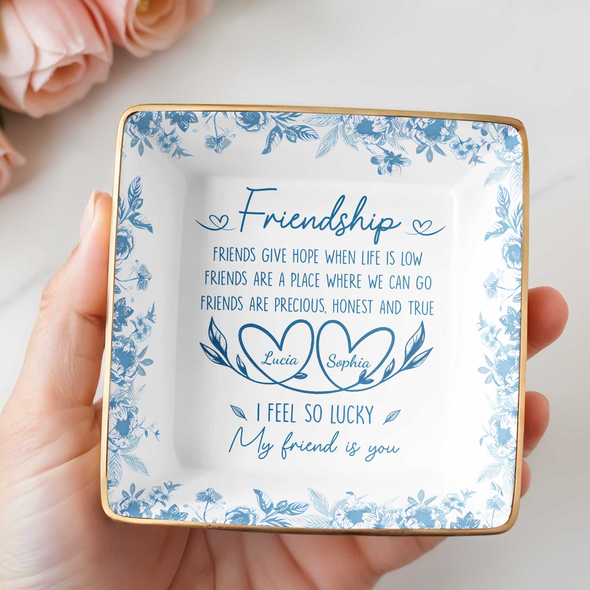 Friendship, Friends Give Hope, Flowers And Hearts