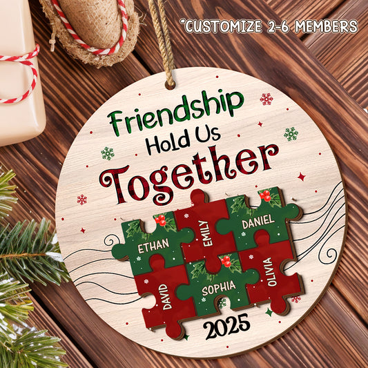 Friendship Hold Us Together With Puzzle Pieces And Holly