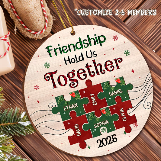 Friendship Hold Us Together Wood Ornament With Puzzle Pieces