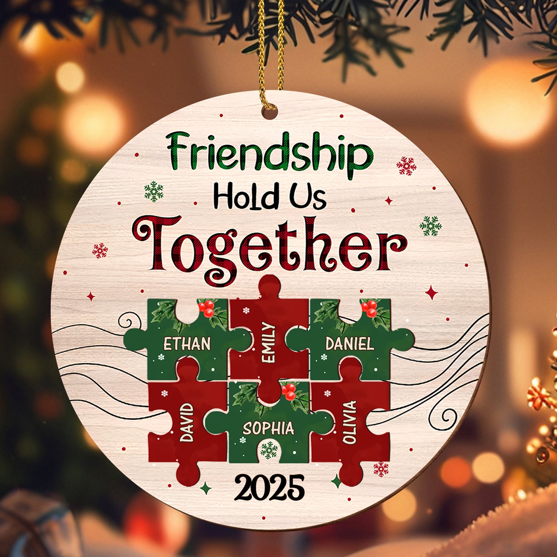 Friendship Hold Us Together Wood Ornament With Puzzle Pieces