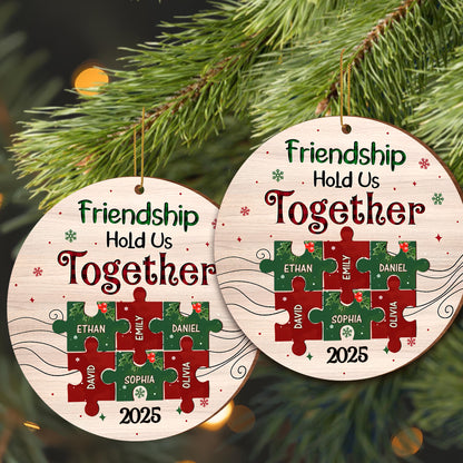 Friendship Hold Us Together Wood Ornament With Puzzle Pieces
