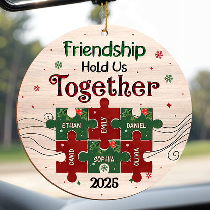 Friendship Hold Us Together Wood Ornament With Puzzle Pieces