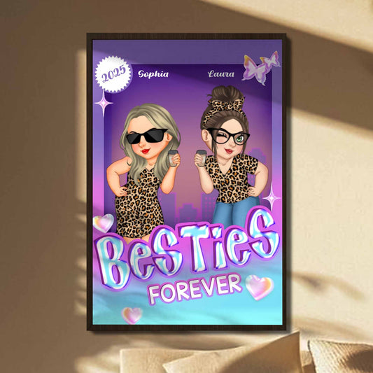 Besties Forever With Leopard Print And Sunglasses