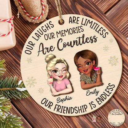 Our Laughs Are Limitless, Cartoon Figures Ornament - Personalized Double Layer Wood Ornament - BST241_DWO