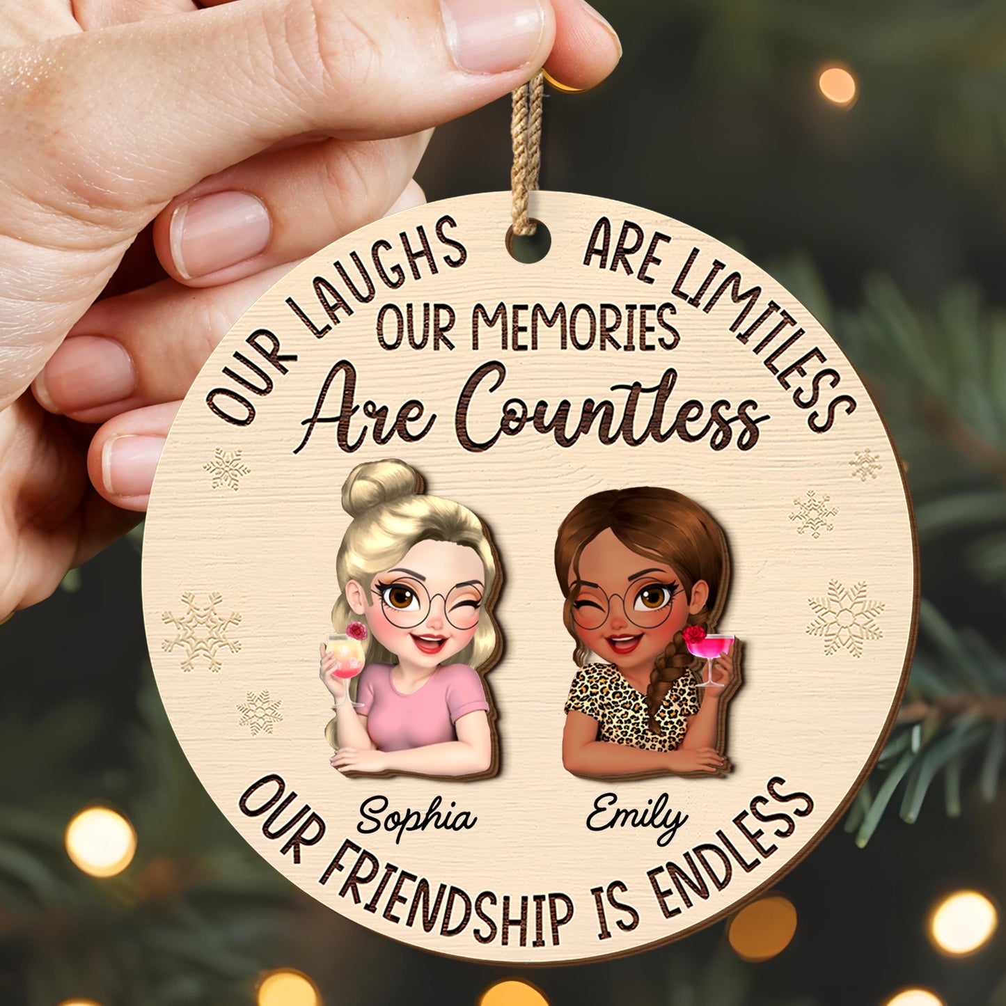 Our Laughs Are Limitless, Cartoon Figures Ornament - Personalized Double Layer Wood Ornament - BST241_DWO