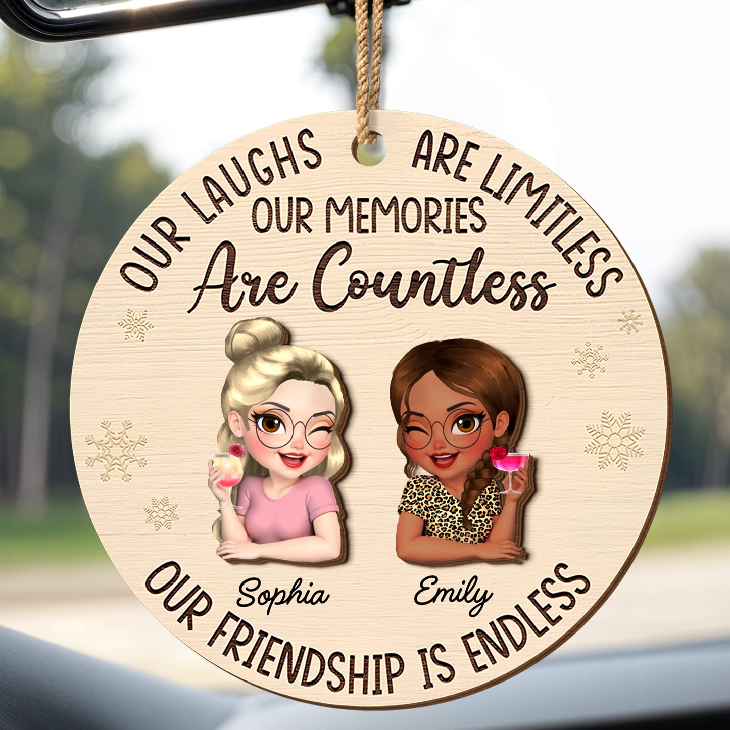 Our Laughs Are Limitless, Cartoon Figures Ornament - Personalized Double Layer Wood Ornament - BST241_DWO
