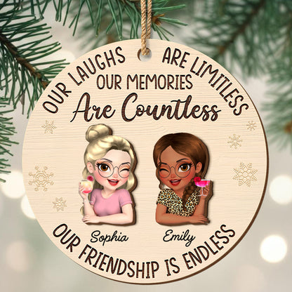 Our Laughs Are Limitless, Cartoon Figures Ornament - Personalized Double Layer Wood Ornament - BST241_DWO
