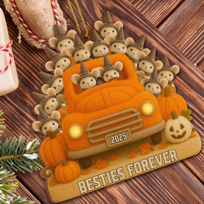 Besties Forever With Cute Mice And Pumpkin Truck