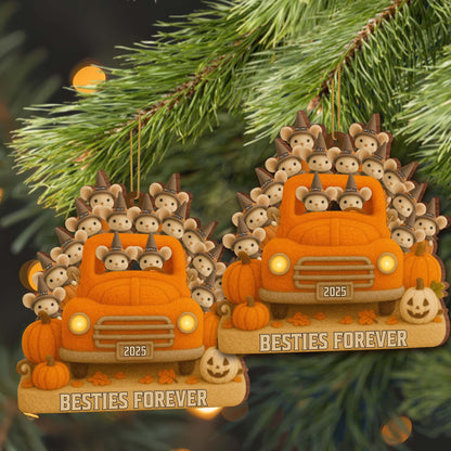 Besties Forever With Cute Mice And Pumpkin Truck