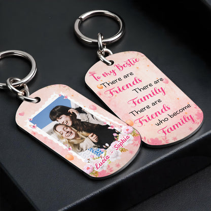 To My Bestie, Friends, Family, Friends Who Become Family, Butterflies - Personalized Stainless Steel Keychain - BST263_KCX