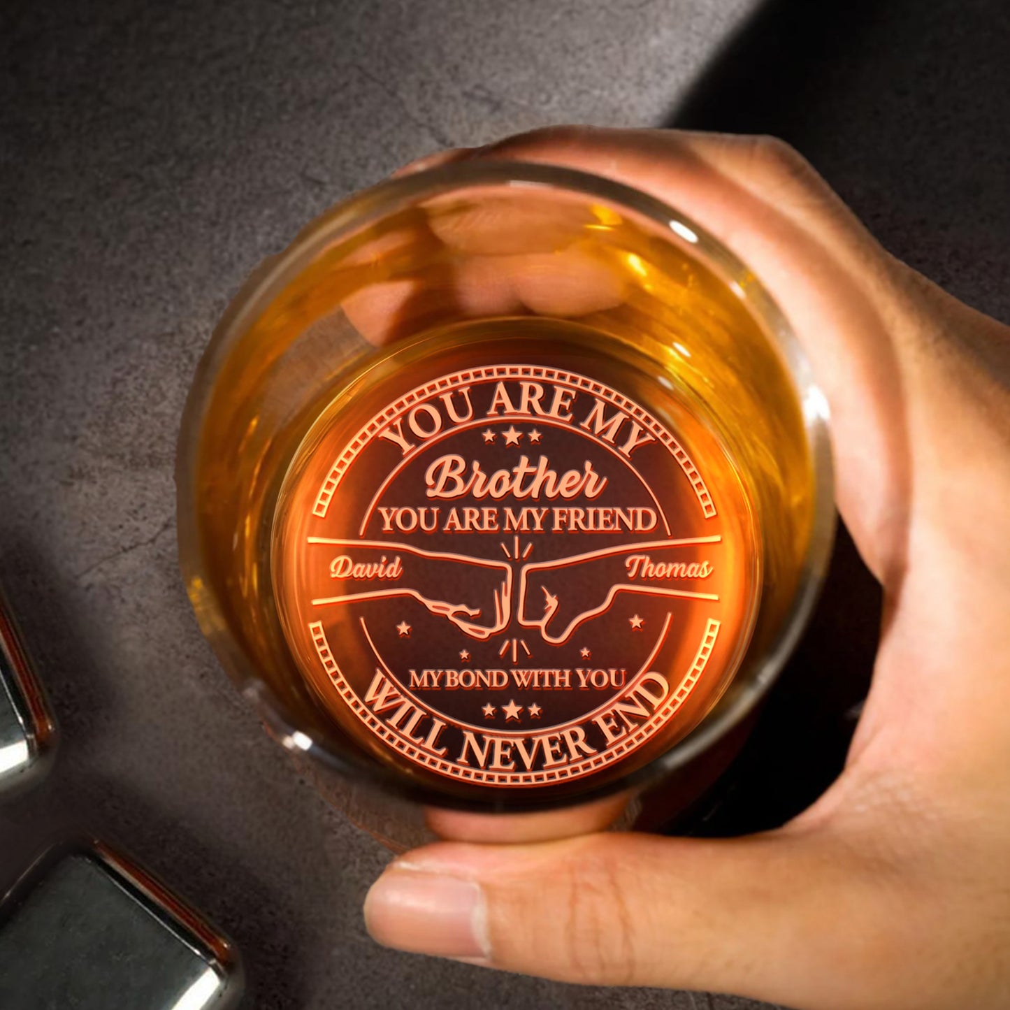 You Are My Brother, My Friend, Crossed Arrows Compass Design - Personalized Engraved Whiskey Glass - BST299_EWG