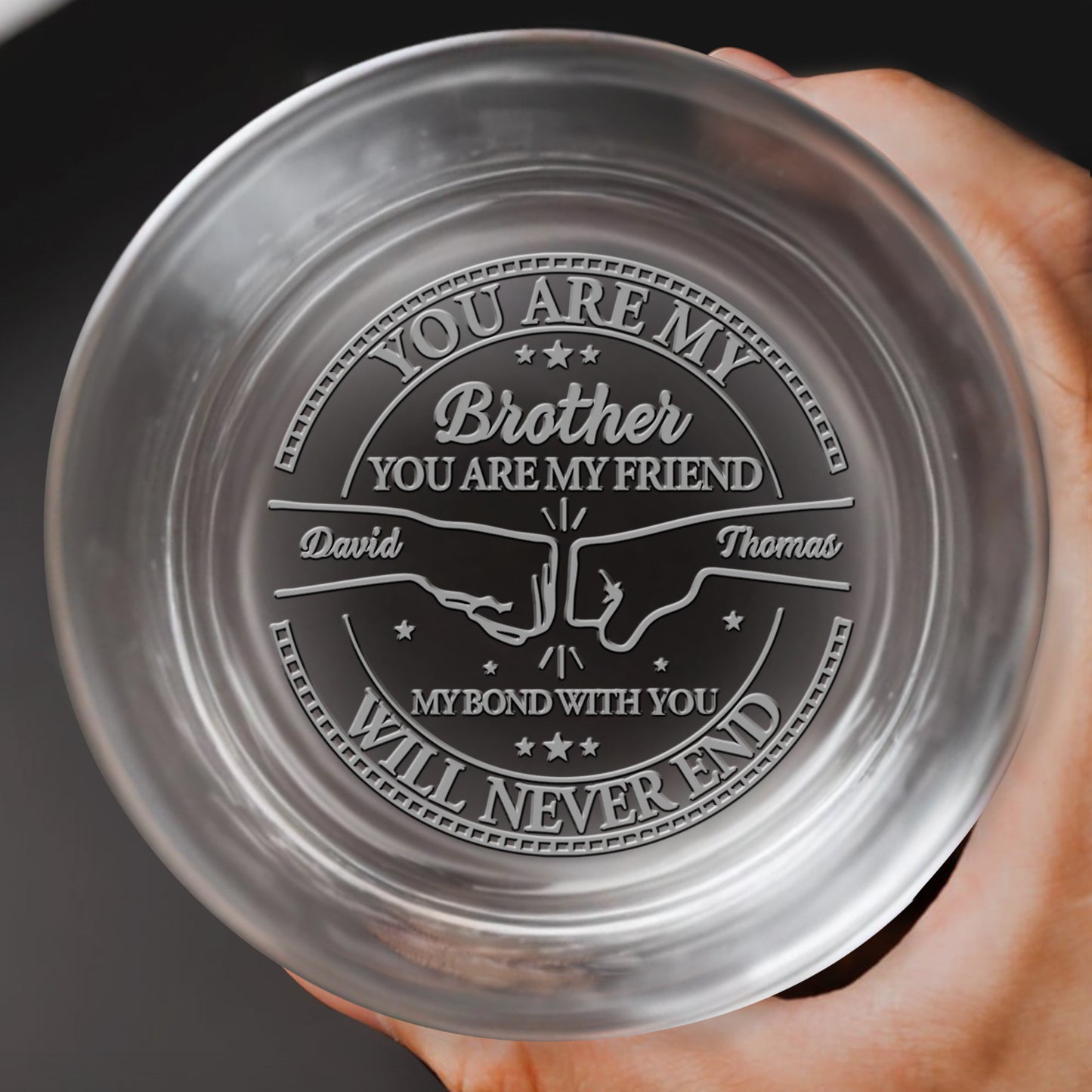 You Are My Brother, My Friend, Crossed Arrows Compass Design - Personalized Engraved Whiskey Glass - BST299_EWG