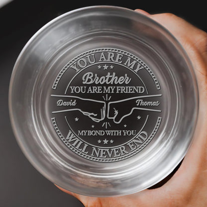 You Are My Brother, My Friend, Crossed Arrows Compass Design - Personalized Engraved Whiskey Glass - BST299_EWG