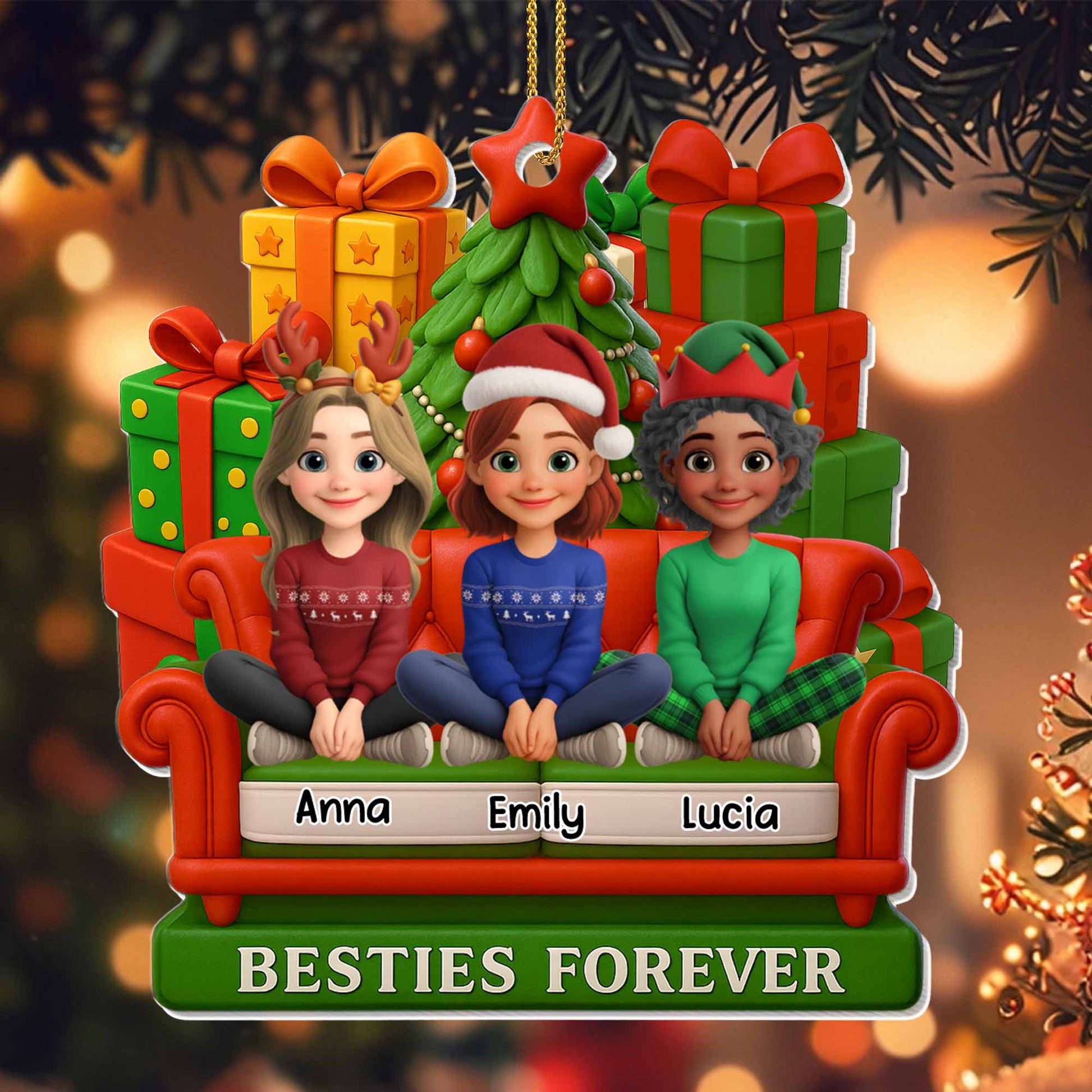 Besties Forever With Christmas Tree And Gifts