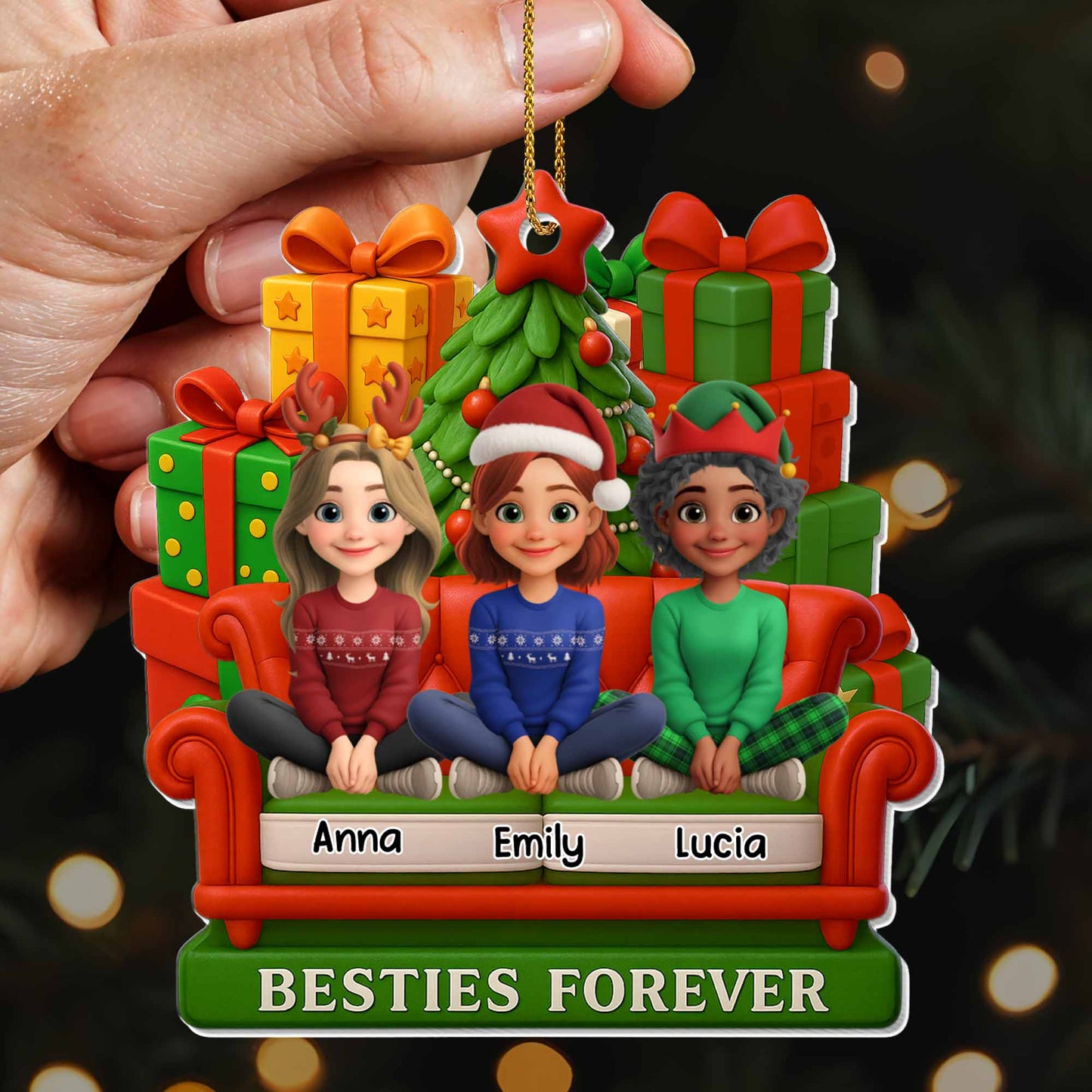 Besties Forever With Christmas Tree And Gifts