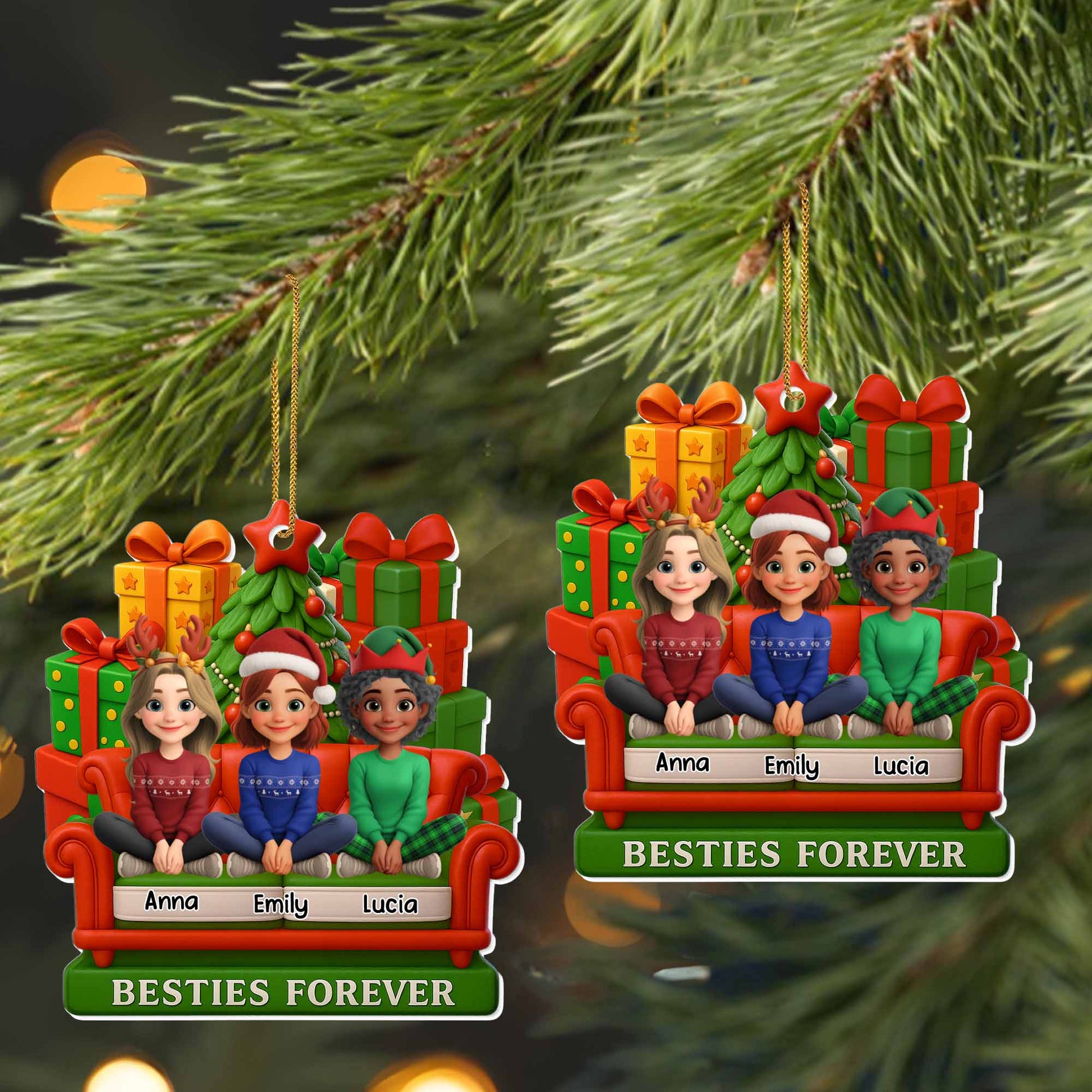 Besties Forever With Christmas Tree And Gifts