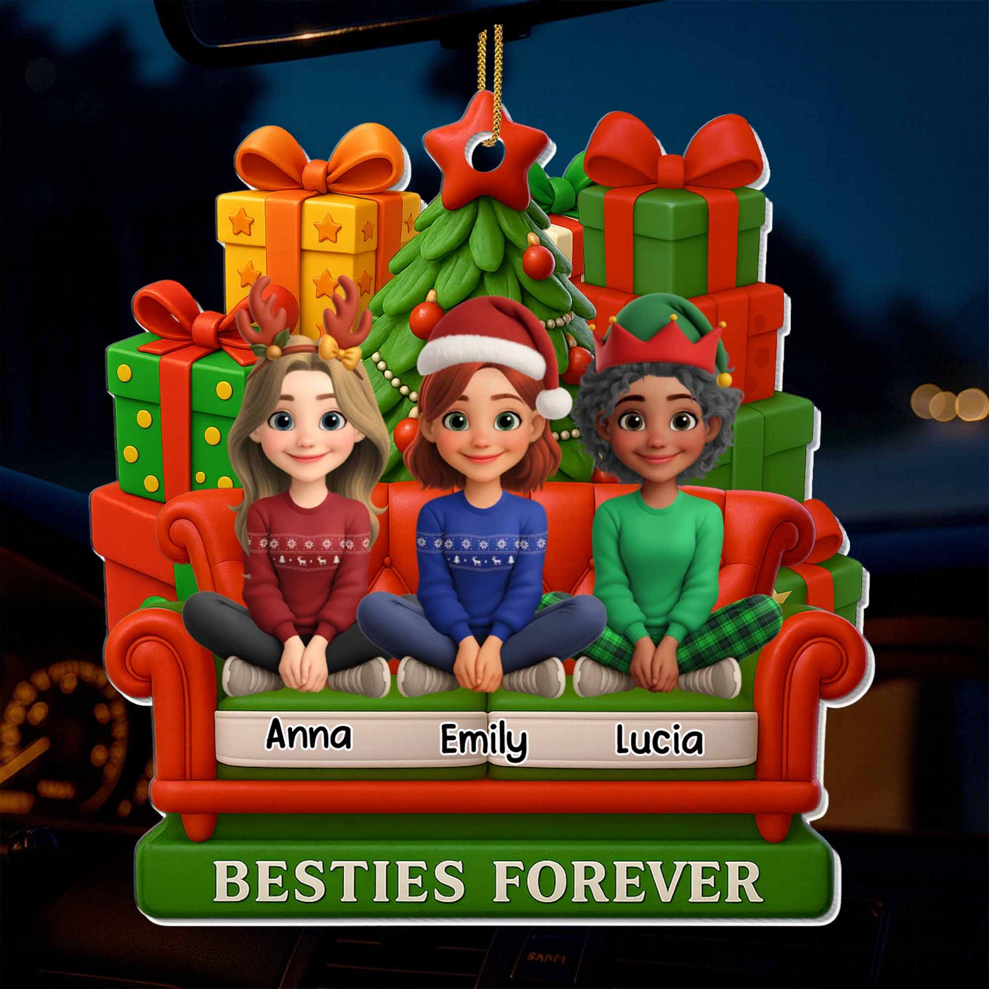 Besties Forever With Christmas Tree And Gifts