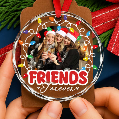 Friends Forever With Santa Hats and Christmas Lights