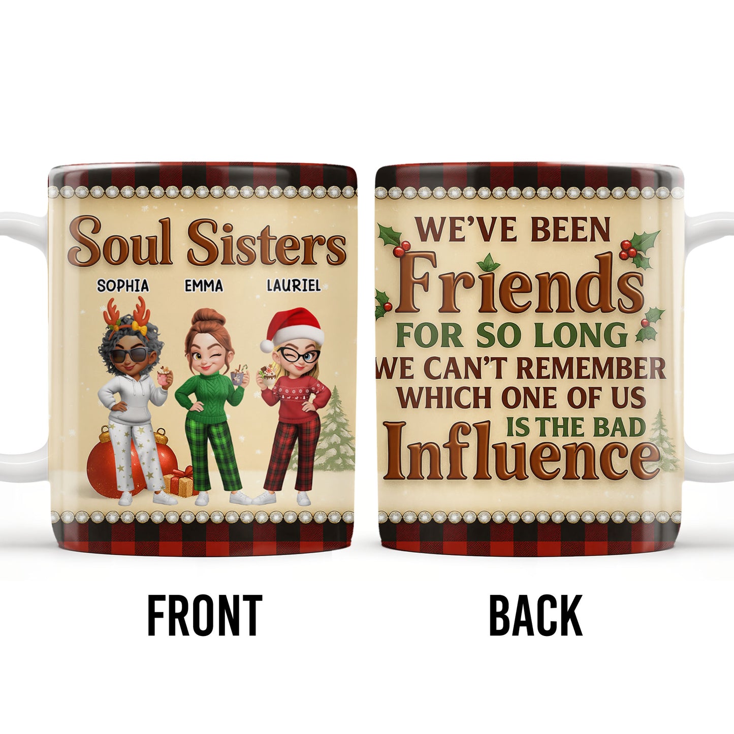 We've Been Friends For So Long, Holly Berries, Plaid Mug - Personalized Custom Coffee Mug - BST368_MG