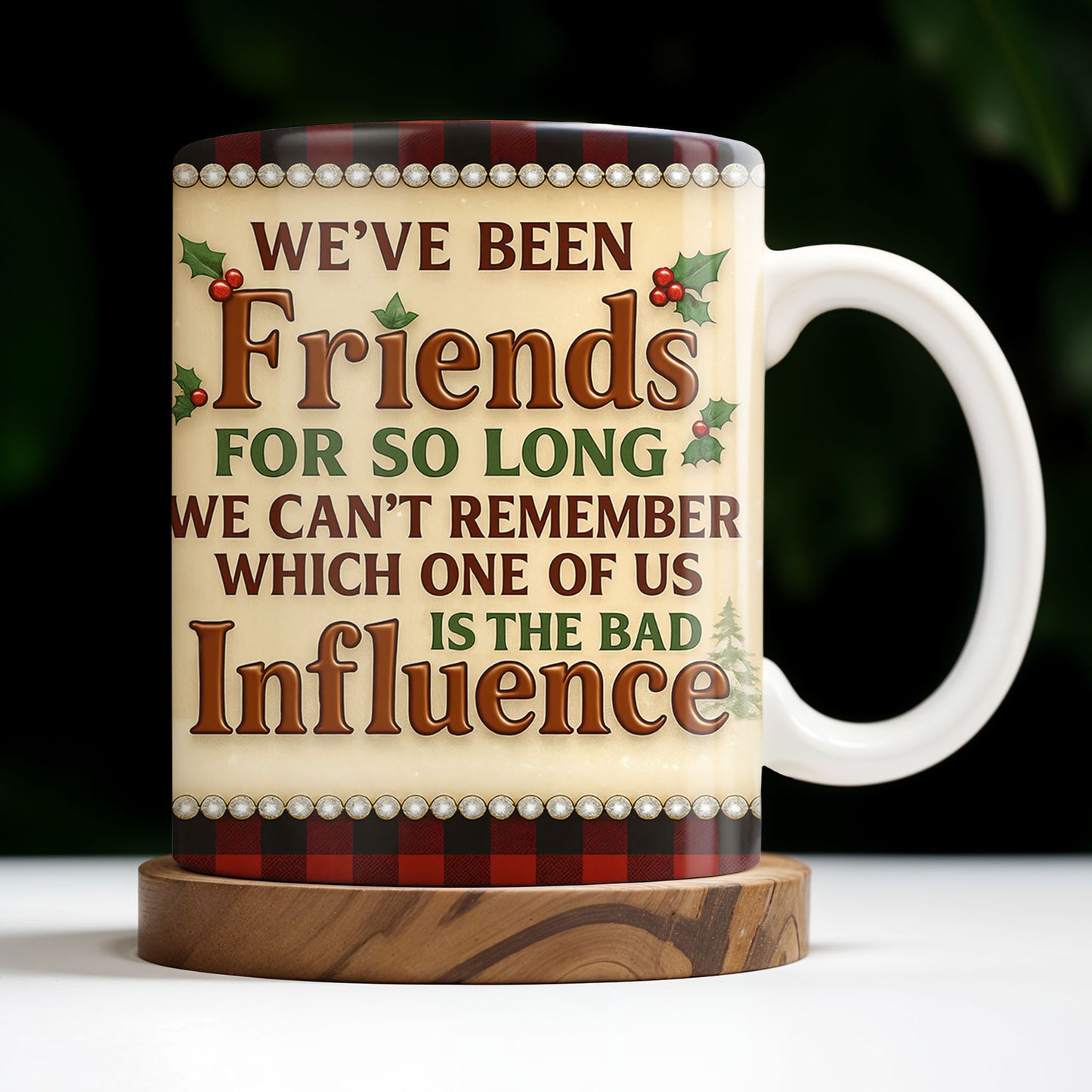 We've Been Friends For So Long, Holly Berries, Plaid Mug - Personalized Custom Coffee Mug - BST368_MG