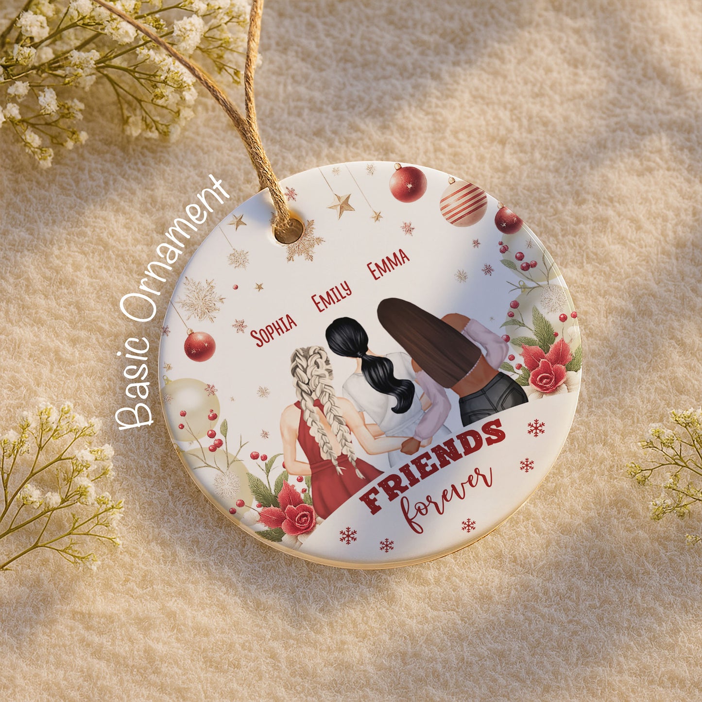 Friends Forever Ornament With Women And Flowers